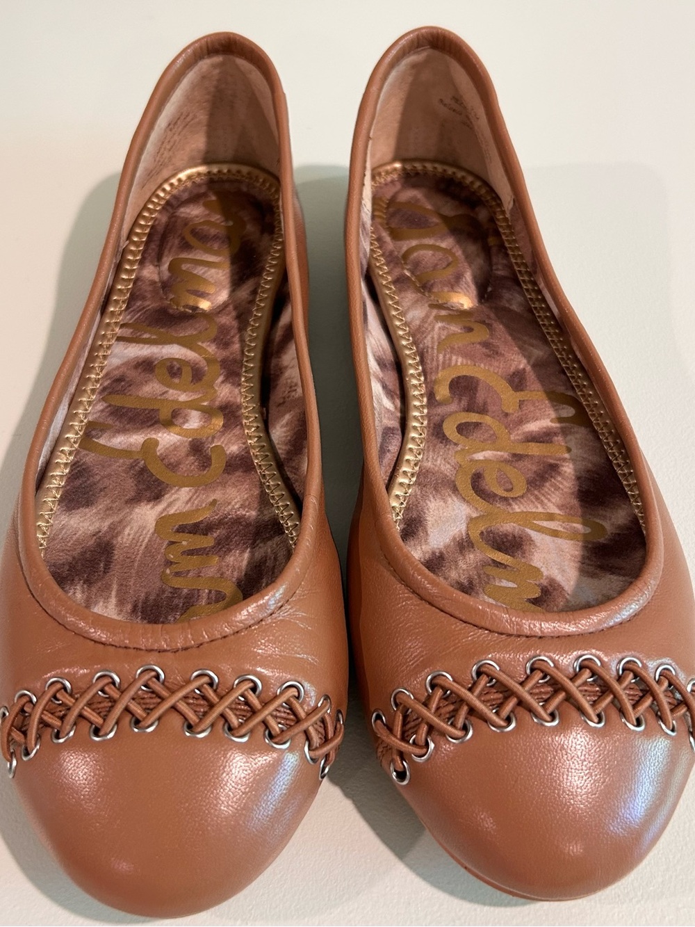 Sam Edelman Felicity Ballet Flats Brown Leather Whipstitch Shoes 7 - Picture 2 of 9